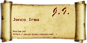 Jencs Irma névjegykártya