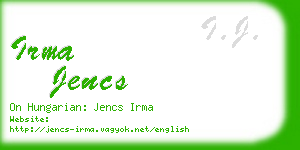 irma jencs business card